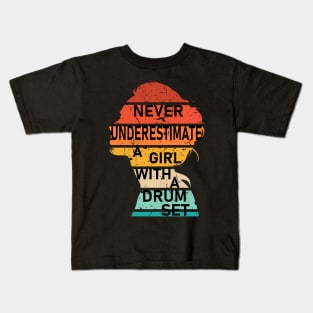 Never Underestimate a Girl with a Drum Set Kids T-Shirt